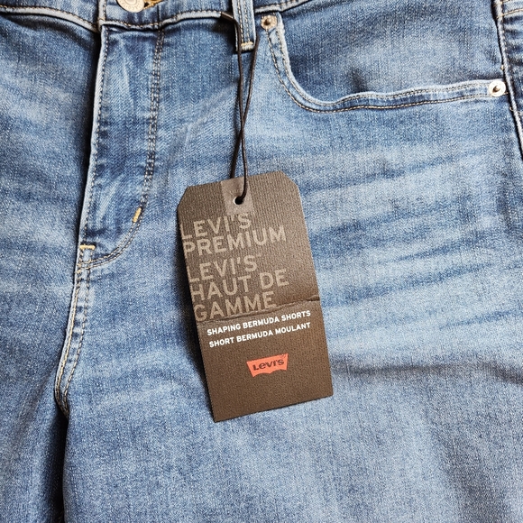 Levis Shaping Bermuda Denim Jean Shorts High Waisted Rise Stretchy Plus Size - Picture 7 of 13